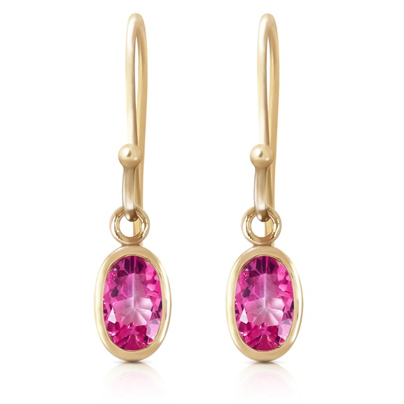 GOLD FISH HOOK EARRINGS WITH PINK TOPAZ